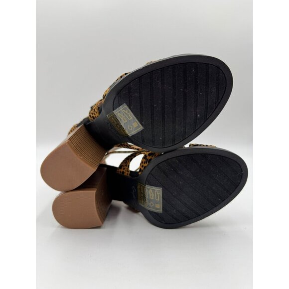 Qupid Cheetah Print Block Heel Strappy Sandals Womens Size 6 With Back Zipper - Picture 6 of 8